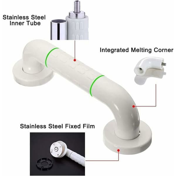 400 mm toiletgreb - rustfrit stål - hvid - skridsikker