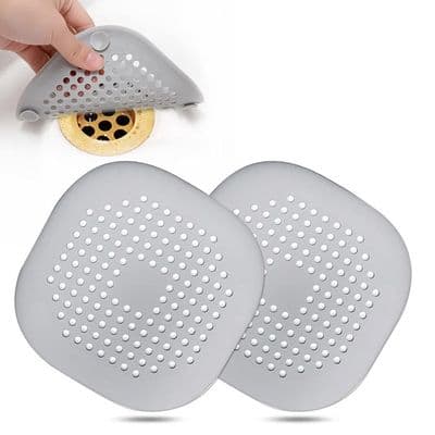 Hårfångare Fyrkantig Avloppsplugg - Silikon - Sugkopp - 2-pack