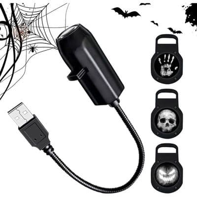Halloween Projektorlampe, Magnetisk Spøgelseshus Projektor med 3 Tilstande | 360° Roterende LED Spøgelse USB