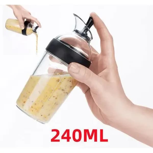 Salatdressing Shaker - 240ml - Sort - Rustfrit Stål - Sovseblander