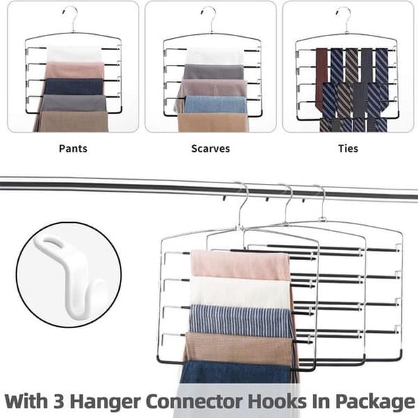3-pack Non-Slip Trouser Hangers - Space-Saving Clothes Organizer with Rotating Arm
