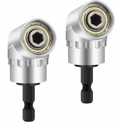 Retvinklet borebitsæt, 2 stk., albueadapter med magnetisk bitholder, 6 mm sekskant