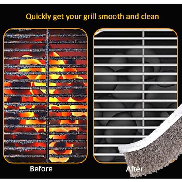 Grillausharja ja -kaavin kahvalla, grillin puhdistusharja