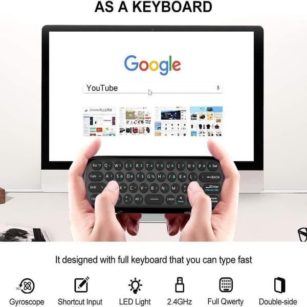 Velegnet til Universal Air Remote-tastaturmus, 2,4 GHz til Nvidia Shield, Android TV Box, PC, Smart TV, Projektor, HTPC