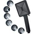 Massage brusehoved - 6 spraytilstande - Vandbesparende - Sort/Krom