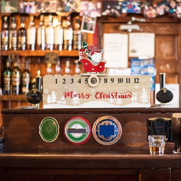 Julekalender, 24-dages nedtælling, julebordkalender, julemandsornamenter i træ