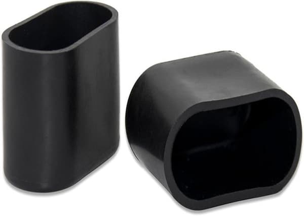Sæt med 8 ovale bløde PVC-benkapper til stole-, bord- og møbelben, 15 x 30 mm, sort
