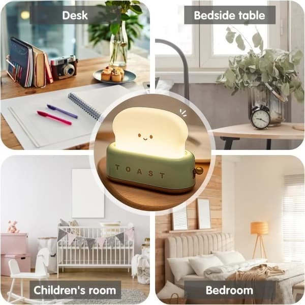 Sød natlampe - Toastlampe til børn - USB genopladelig - Med timer - Bærbar sengelampe