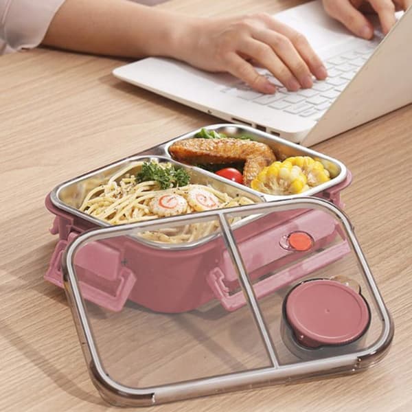 Bento-boks med doble rom og bestikk