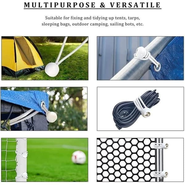 Förpackning med 50 långa ögle-bungee-snören - Vit - 15 cm