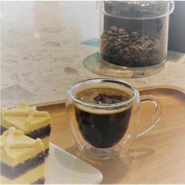 Kaffekoppset om 2 - Borosilikatglas - Dubbelvägg - 350 ml
