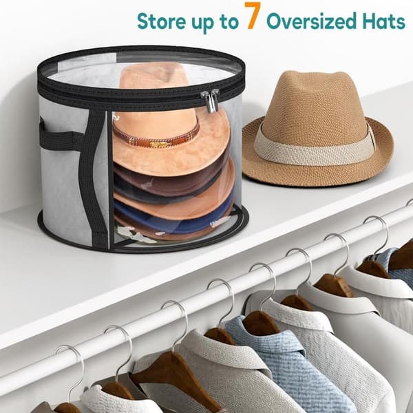 Transparent hat storage bag - Hat box - Storage boxes - Hat storage box - With carrying handle - Grey