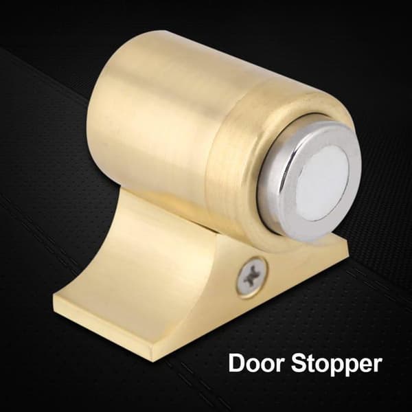 Barrierefri magnetisk dørstopper i rustfrit stål, indendørs dørstopper, dørholder (gul kobber)