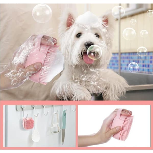 Hundbadborste - Silikonborst - Pälsvårds- och utredningsverktyg, rosa