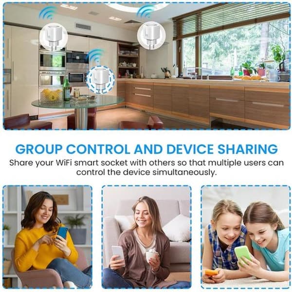 2 stk. WLAN Smart Socket - 16 A Wi-Fi-uttakstimer - Stemmestyring og fjernkontroll - Hjemmeautomatisering