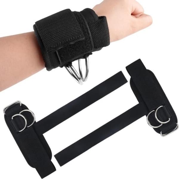 To håndleddsstropper for vektløfting, hjelp til pull-ups, hjelp til grepstyrke, med D-ringer, for kabelmaskintrening