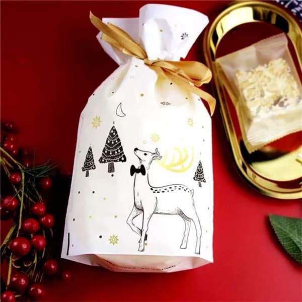 50 st presentpåsar med dragsko, julgodispåsar, presentpåsar, smyckespåsar för bröllopsfester och DIY-hantverk