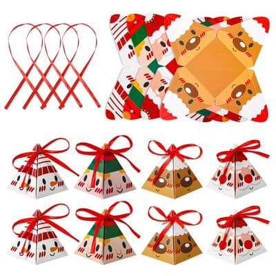 24 st julklappslådor, 8x7,3 cm förmonterad triangulär julklappsförpackning