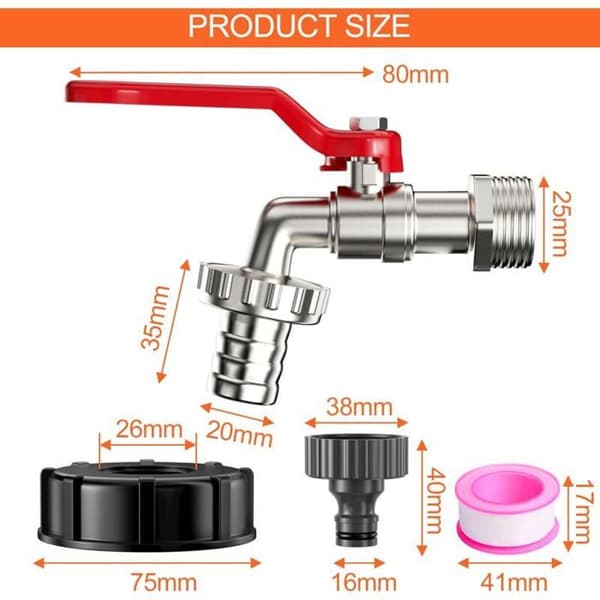 1000L Tap - Zinklegering - Regnvandsopsamler - IBC-tilslutning