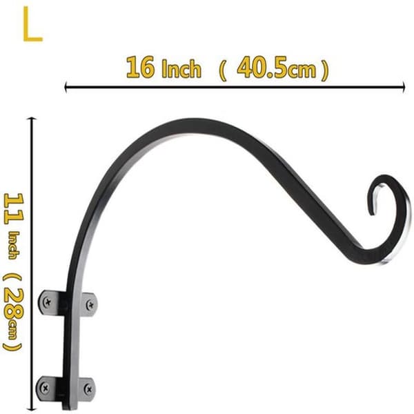 2-pak 16-tommer udendørs holdere til hængekurve - Robust metalkrog til urtepotter - fuglefoderbræt - vindspil - og lanterner - 40,5 x 28 cm