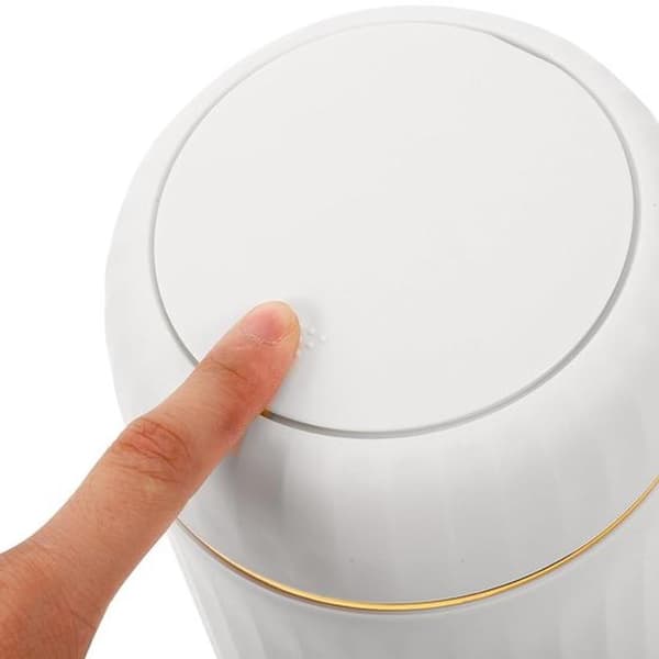 Desktop Bin - Waste Bin with Lid - Workplace Storage - Push-to-Open Lid - 135g PP Material - White