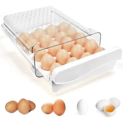 Høykvalitets PP + PET plast eggeboks - 24,5x12x7cm - Kjøleskap eggoppbevaring - Rommer 20 egg