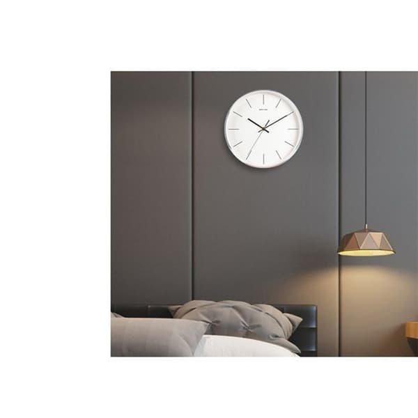 12-tums väggklocka, tyst galvaniserad metallklocka för kontor, sovrum, vardagsrum