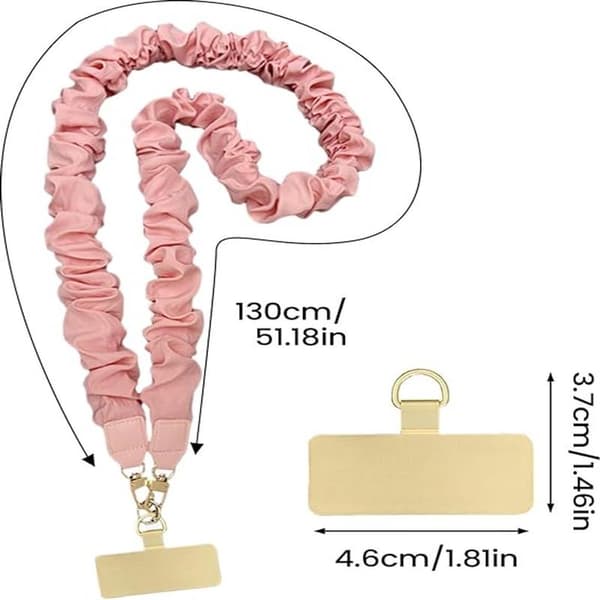 2-delt mobiltelefonrem med elastisk snor og justerbar stropp - Rosa