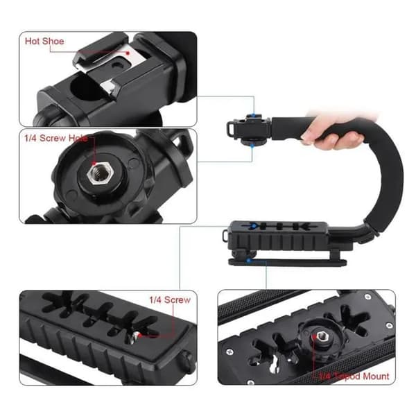 U-formet håndtaksstabilisatorfeste for DV 5D Mark II og GoPro