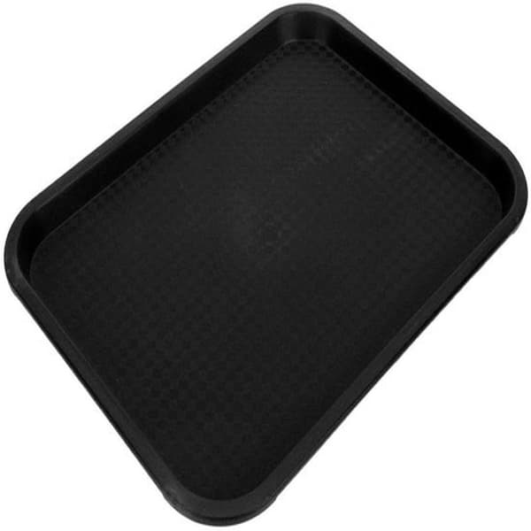 Fast Food Tray - Rectangular Plate - Food Service - Non-Slip Bottom - 35 x 27 cm - Black