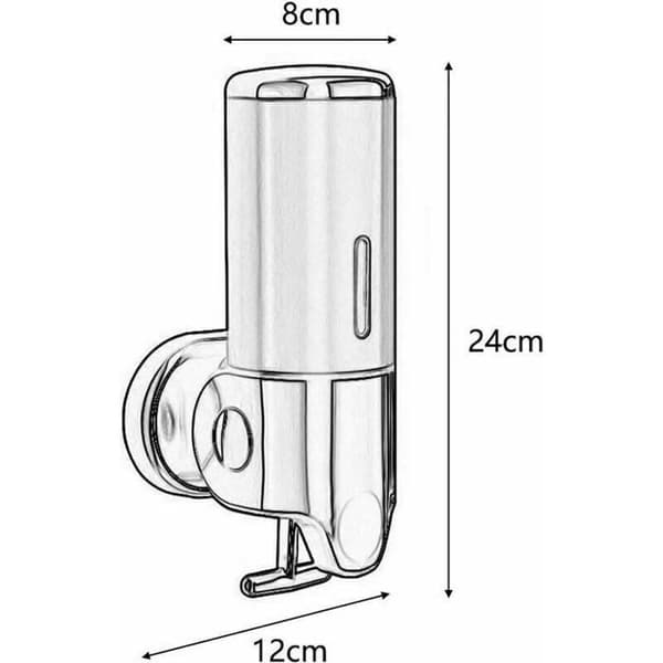 Vægmonteret sæbedispenser, sort - 24 x 12 x 8 cm - 500 ml - Moderne design