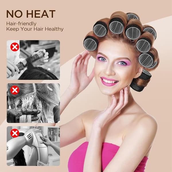 This 28-piece curling iron set includes extra-large and small curling irons (no heating required) and self-adhesive curling irons.