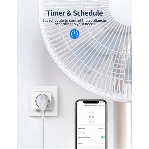 WiFi smartplugg, 16A 3680W, kompatibel med Alexa och Google Home, (1-pack)