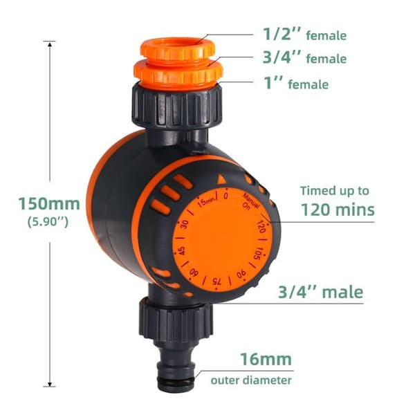 Mekanisk vandingscontroller - Daglig timer - Drypvanding - Orange