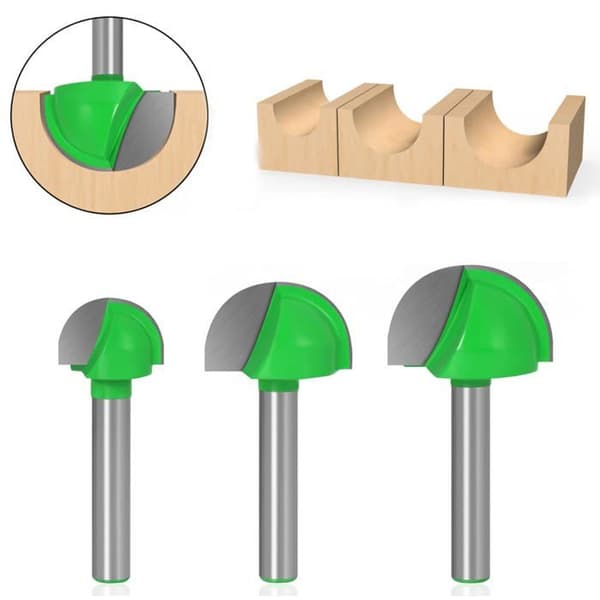 Overfræserbits Skaft, 6mm, 5 Stk, Overfræser Core Box Bits, Rund Not Fræser, Træbearbejdningsværktøj, Rund Næse Core Box Overfræser