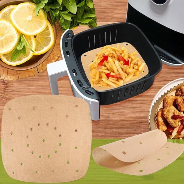 Airfryer bagepapir med huller - 200 stk. - bagepapir - Engangs Airfryer papir - AirFryer tilbehør - til bageform, ovn, m