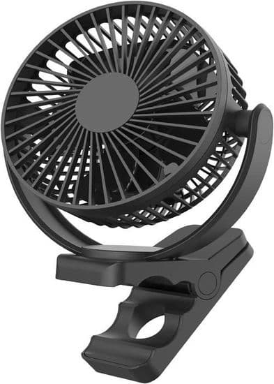 USB Genopladelig Bærbar Ventilator - 5000 mAh - Lydløs - Klips