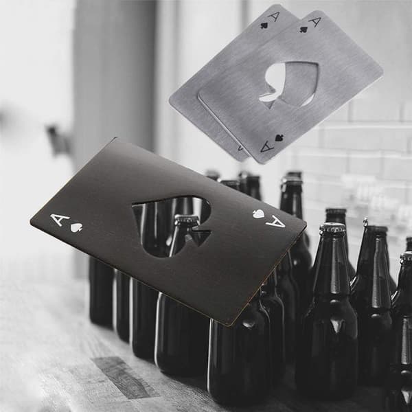 🍻 Gode spillekort flaskeåbnere 4-pak (2 sorte og 2 sølv) - rustfrit stål - kunstnerisk spillekort flaskeåbner - ølflaskeåbner🍻