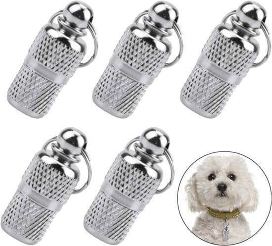 Hund-ID-bricka Hänge - Silver - 5-pack - Rektangulär