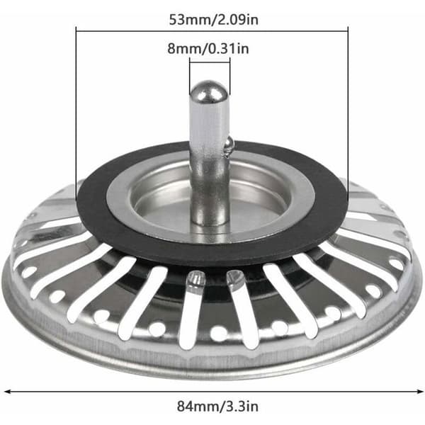 Vaskesi, sæt med 2 - Rustfrit stål - 84 mm diameter - Afløbsprop
