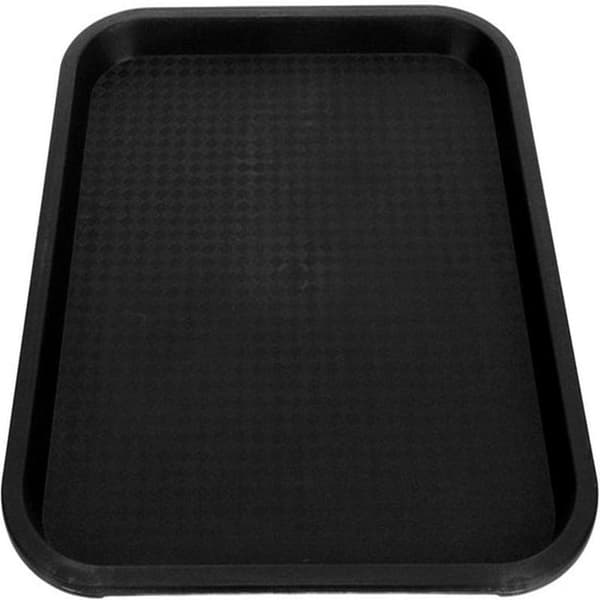 Fast Food Tray - Rectangular Plate - Food Service - Non-Slip Bottom - 35 x 27 cm - Black