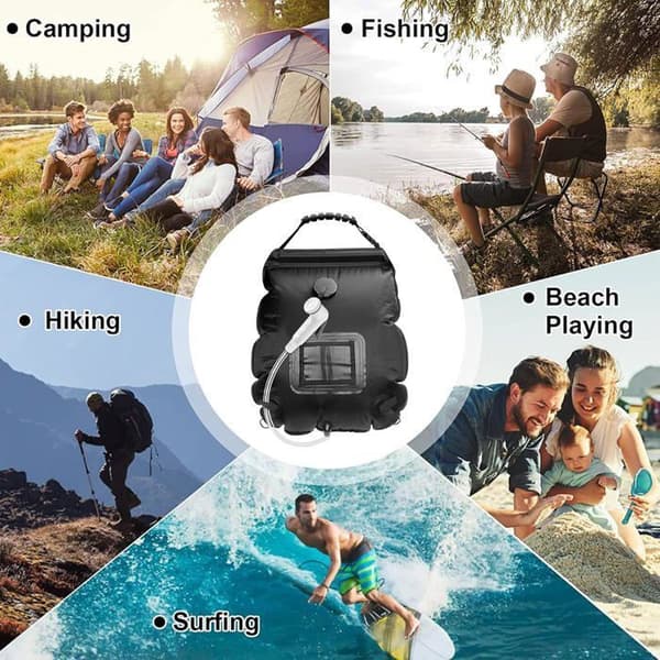 Solbruserpose til camping, 20L Rejsebruser med brusehoved, Solbruserpose, Sammenfoldelig udendørsbruser