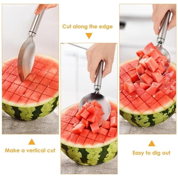 Mango Slicer, Silver Mango Slicer, Steel Micro-Blade for Watermelon, Mango Slicer, Mango Pitter, Non-Slip Handle, Mango Slicer, Fruit Slicer