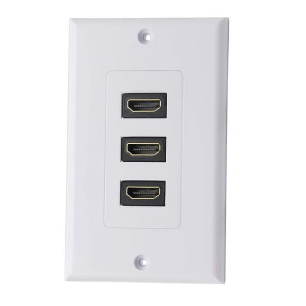3-ports väggplatta Komponent Komposit Ljud Väggmonterad Uttag, Stöder 4K 60Hz 1080P Perfekt Vit (3 HDMI)