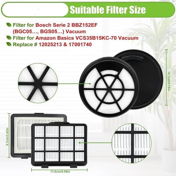Suodatin Bosch BBZ152EF Serie 2 -suodattimille BGC05 BGS05 BGC05A220A BGC05A320 BGC05A322 BGC05AAA1 BGC05AAA2