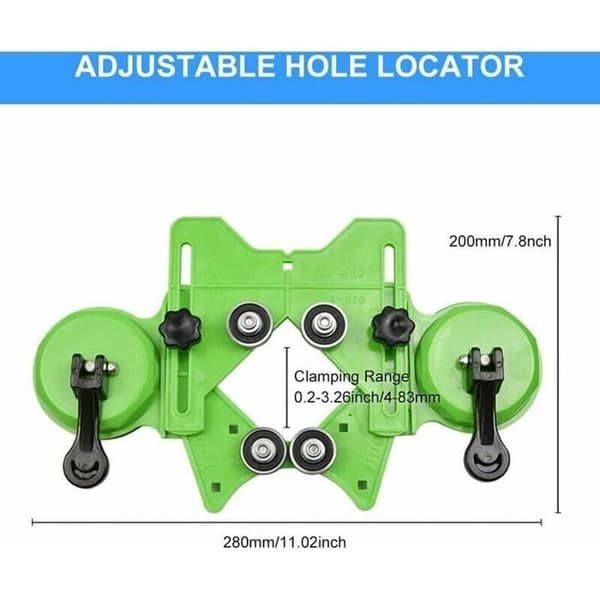 Justerbar hulsav borebit 4-83 mm - Sugekop - Centreringsguide - Holdbar