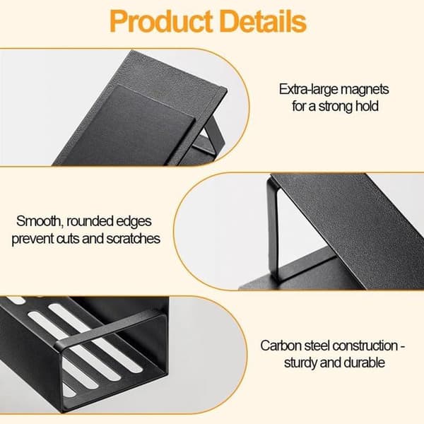 Storage rack - wall-mounted storage rack - spice rack - magnetic storage rack for the refrigerator - two hooks included - black) - can be used