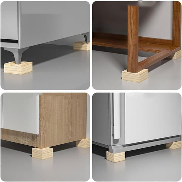 Møbelløfter - 4 dele - Møbelløfter i træ - Træ - Kontorsengeløfter - Møbelløfterfødder - Fødder - 5x5cm Højde 8cm - seng - bord