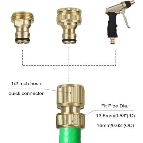 6-delt haveslangeforbindelsessæt, solid messing havehaneadapter, 2-i-1 haneadapter, hurtigkobling til haveslange, haneadapter