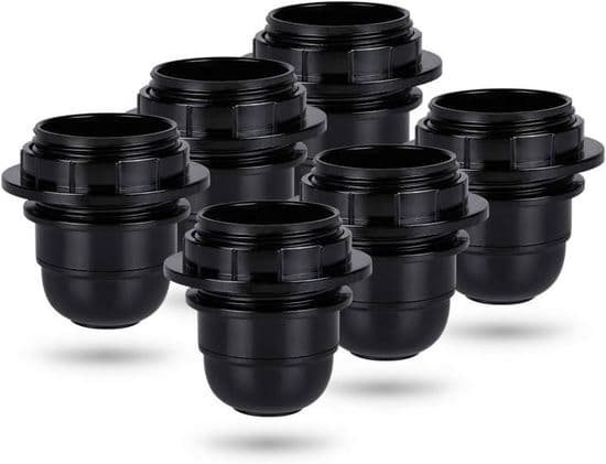 Svart E27 skruvsockel - 6x E27 lamphållare med plastring - E27 glödlampssockel - E27 glödlampssockel-B